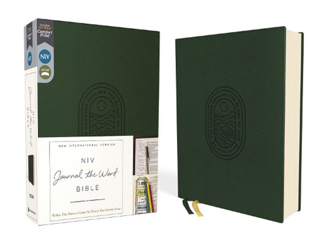 Cover image for NIV, Journal the Word Bible (Perfect for Note-Taking), Leathersoft, Green, Red Letter, Comfort Print