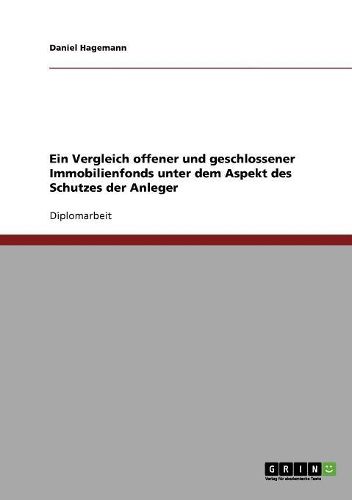 Cover image for Schutz Der Anleger Bei Offenen Und Geschlossenen Immobilienfonds