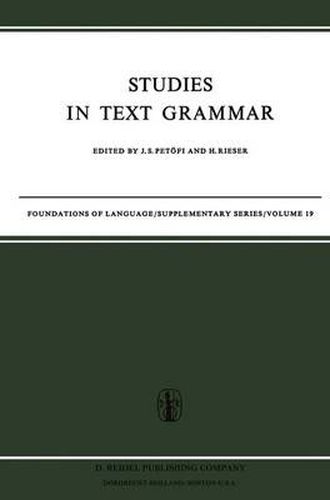 Cover image for Studies in Text Grammar