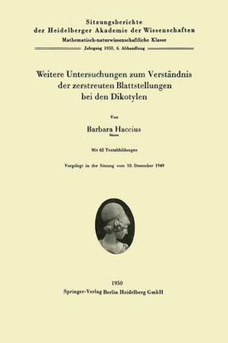 Cover image for Weitere Untersuchungen Zum Verstandnis Der Zerstreuten Blattstellungen Bei Den Dikotylen