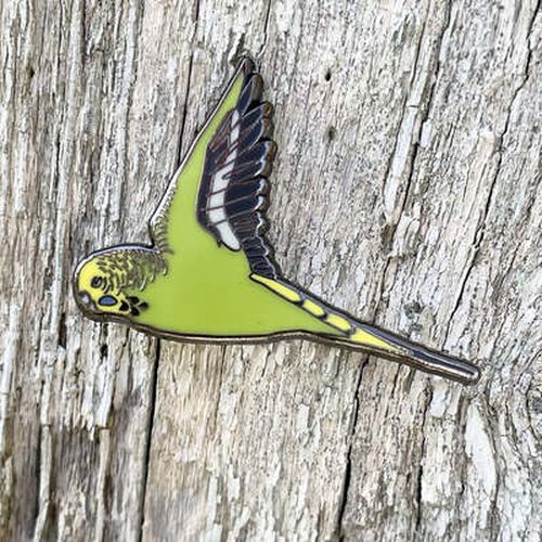 Cover image for Green Budgie In Flight Enamel Pin