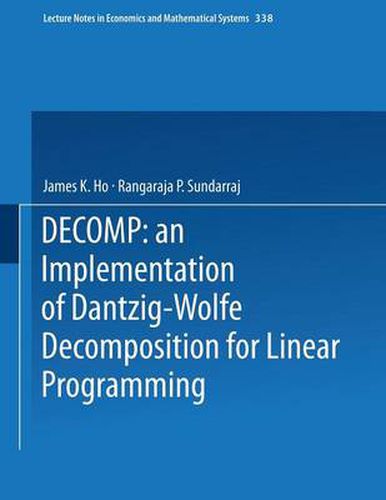 Cover image for DECOMP: an Implementation of Dantzig-Wolfe Decomposition for Linear Programming