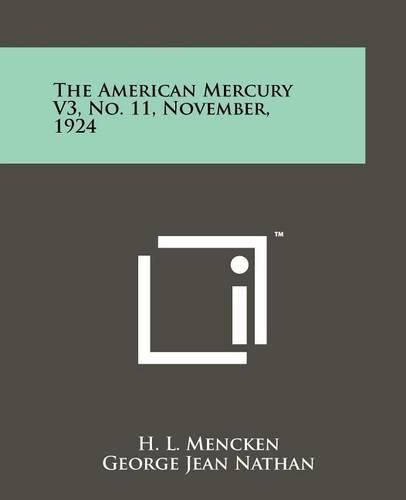 Cover image for The American Mercury V3, No. 11, November, 1924