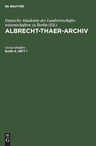 Cover image for Albrecht-Thaer-Archiv
