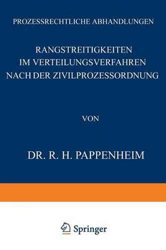 Cover image for Rangstreitigkeiten Im Verteilungsverfahren Nach Der Zivilprozessordnung