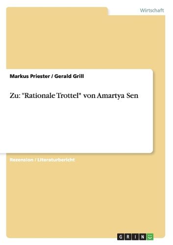 Cover image for Zu: Rationale Trottel von Amartya Sen