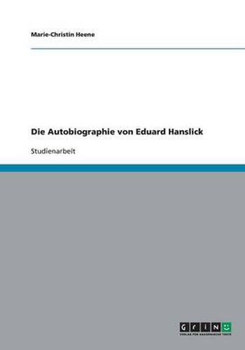 Cover image for Die Autobiographie von Eduard Hanslick