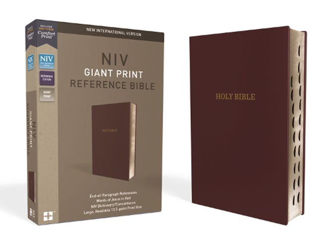 Cover image for NIV, Reference Bible, Giant Print, Leather-Look, Burgundy, Red Letter, Thumb Indexed, Comfort Print