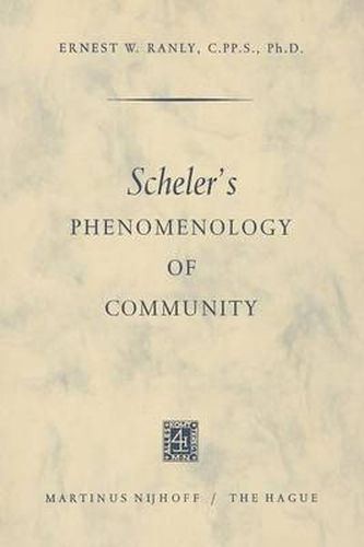 Cover image for Scheler's Phenomenology of Community