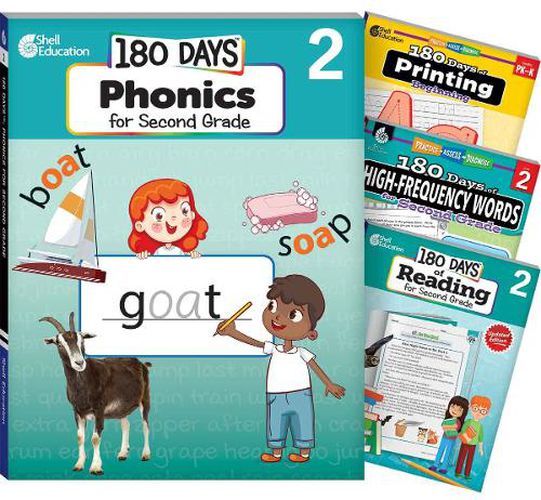 Cover image for 180 Days (TM) Phonics, High-Frequency Words, Reading 2nd Edition, and Printing: Grade 2: 4-Book Set