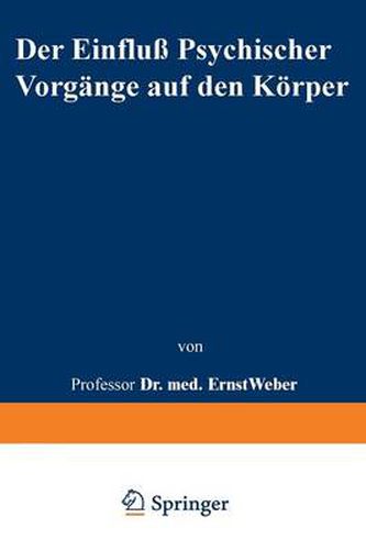 Cover image for Der Einfluss Psychischer Vorgange Auf Den Koerper Insbesondere Auf Die Blutverteilung