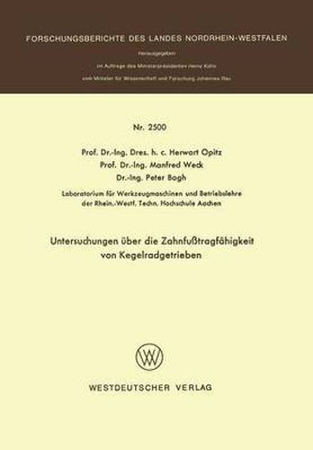 Cover image for Untersuchungen UEber Die Zahnfusstragfahigkeit Von Kegelradgetrieben