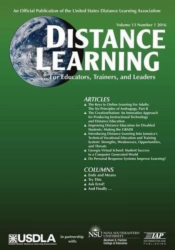 Cover image for Distance Learning, Volume 13 Issue 1: For educators, Trainers, and Leaders