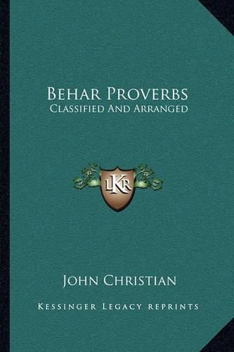 Cover image for Behar Proverbs: Classified and Arranged