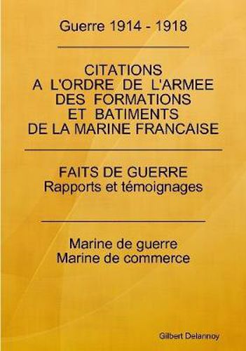 Cover image for Guerre 14/18 - Citations Marine