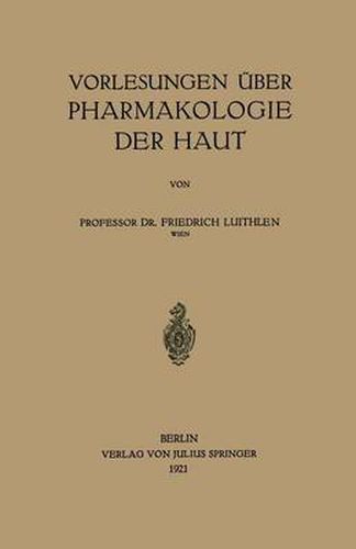 Cover image for Vorlesungen UEber Pharmakologie Der Haut