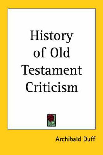 Cover image for History of Old Testament Criticism