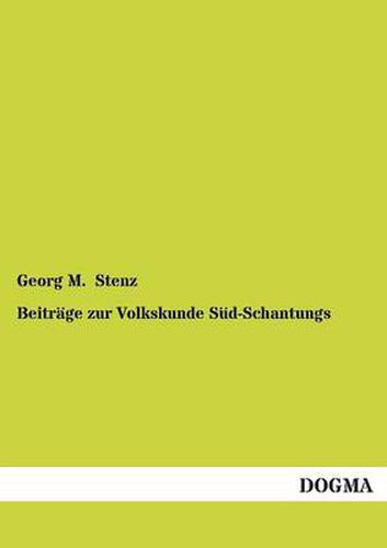 Cover image for Beitrage Zur Volkskunde Sud-Schantungs