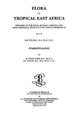 Cover image for Flora of Tropical East Africa - Ptaeroxylaceae (1996)