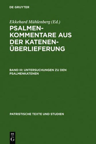 Cover image for Untersuchungen zu den Psalmenkatenen