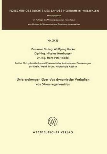 Cover image for Untersuchungen UEber Das Dynamische Verhalten Von Stromregelventilen