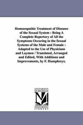 Homoeopathic Treatment of Diseases of the Sexual System