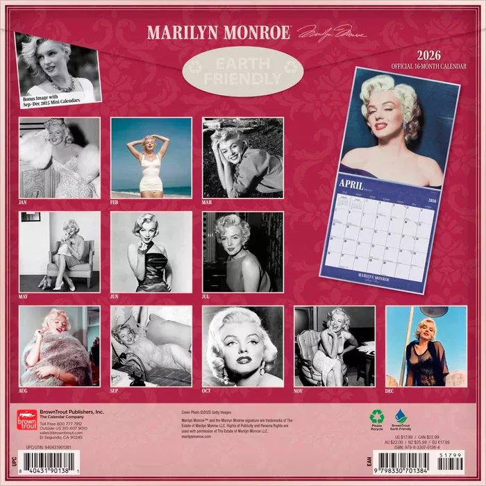 Marilyn Monroe Official 2026 Wall Calendar