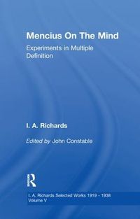 Cover image for Mencius On The Mind        V 5: Experiments in Multiple Definition