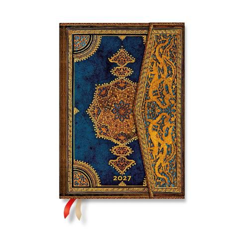 Cover image for 2027 Safavid Indigo (Safavid Binding Art) Midi 12-Month Hardcover Dayplanner (Wrap Closure) Horizontal