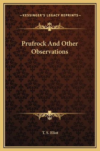 Cover image for Prufrock and Other Observations