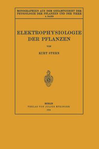 Cover image for Elektrophysiologie Der Pflanzen