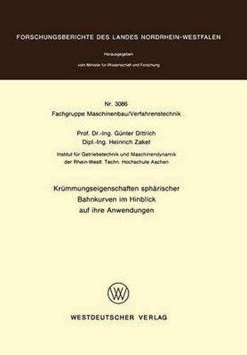 Cover image for Krummungseigenschaften Spharischer Bahnkurven Im Hinblick Auf Ihre Anwendungen