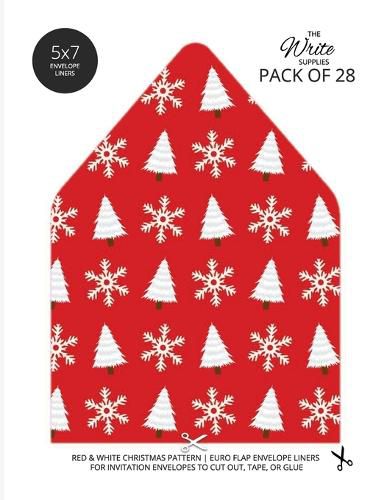 Cover image for Christmas Pattern Envelope Liners Euro Flap 5x7 with Red & White Design: For Invitation Envelopes for Holidays, Birthdays, Weddings (28 Pack)