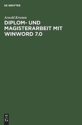 Cover image for Diplom- und Magisterarbeit mit WinWord 7.0