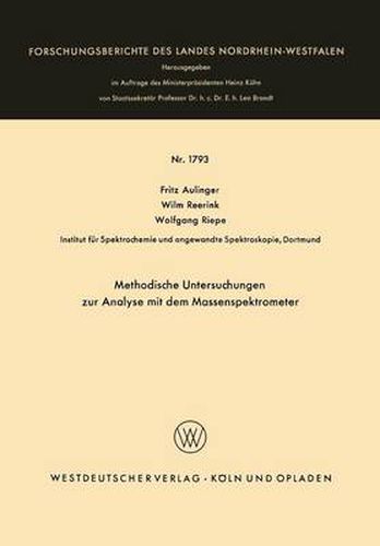 Cover image for Methodische Untersuchungen Zur Analyse Mit Dem Massenspektrometer