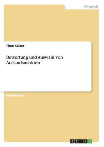 Cover image for Bewertung und Auswahl von Auslandsmarkten