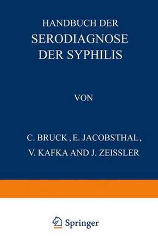 Cover image for Handbuch der Serodiagnose der Syphilis