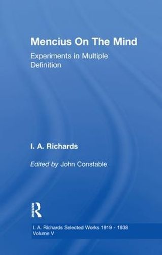 Cover image for Mencius On The Mind        V 5: Experiments in Multiple Definition