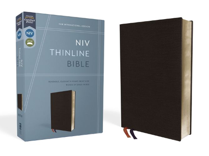 Cover image for NIV, Thinline Bible, Bonded Leather, Black, Red Letter, Comfort Print