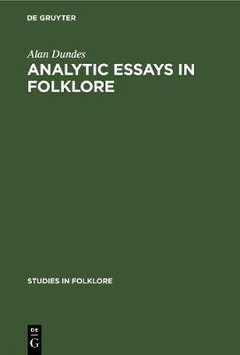 Cover image for Analytic Essays in Folklore