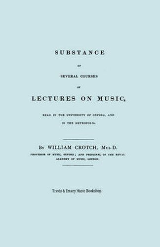 Cover image for Substance of Several Courses of Lectures on Music. (Facsimile of 1831 Edition).