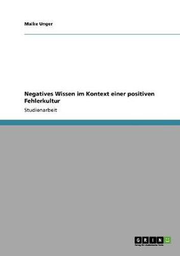 Cover image for Negatives Wissen im Kontext einer positiven Fehlerkultur