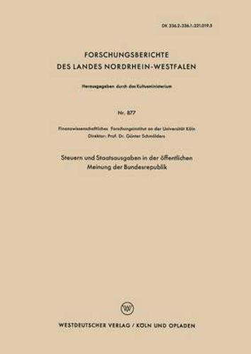 Cover image for Steuern Und Staatsausgaben in Der OEffentlichen Meinung Der Bundesrepublik