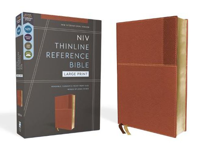 Cover image for NIV, Thinline Reference Bible, Large Print, Leathersoft, Brown, Red Letter, Comfort Print