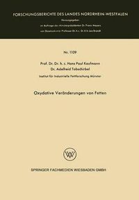 Cover image for Oxydative Veranderungen Von Fetten