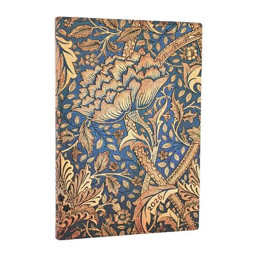 2026 Morris Windrush (William Morris) Midi 12-month Horizontal Softcover Flexi Dayplanner 2026 (Elastic Band Closure)