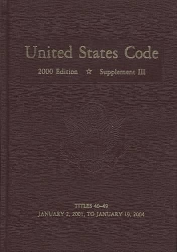 Cover image for United States Code, 2000, Supplement 3, V. 4
