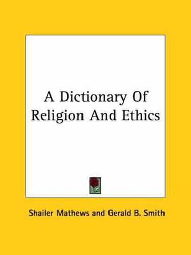 Cover image for A Dictionary Of Religion And Ethics