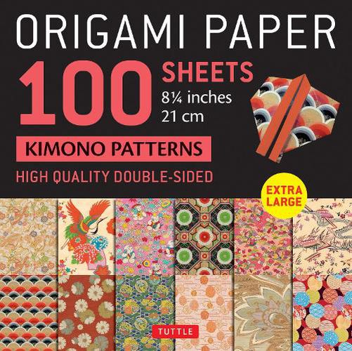 Cover image for Origami Paper 100 Sheets Japanese Kimono 8 1/4 (21 CM): Extra Large Double-Sided Origami Sheets Printed with 12 Different Patterns (Instructions for 5 Projects Included)