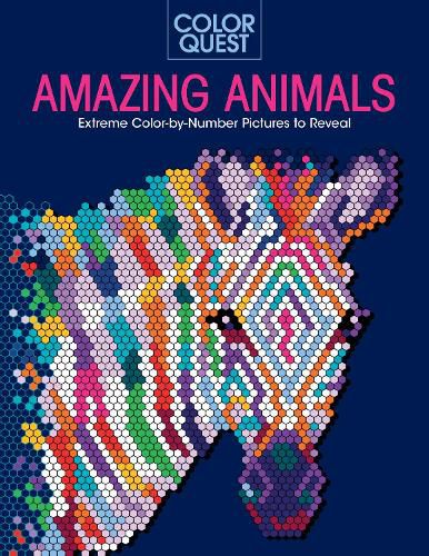 Cover image for Color Quest: Amazing Animals: Extreme Color-by-Number Pictures to Reveal